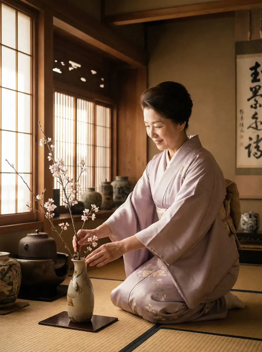 一位优雅的 桥本有菜-最新作品|高清视频|桥本有菜官网 在和室中插花